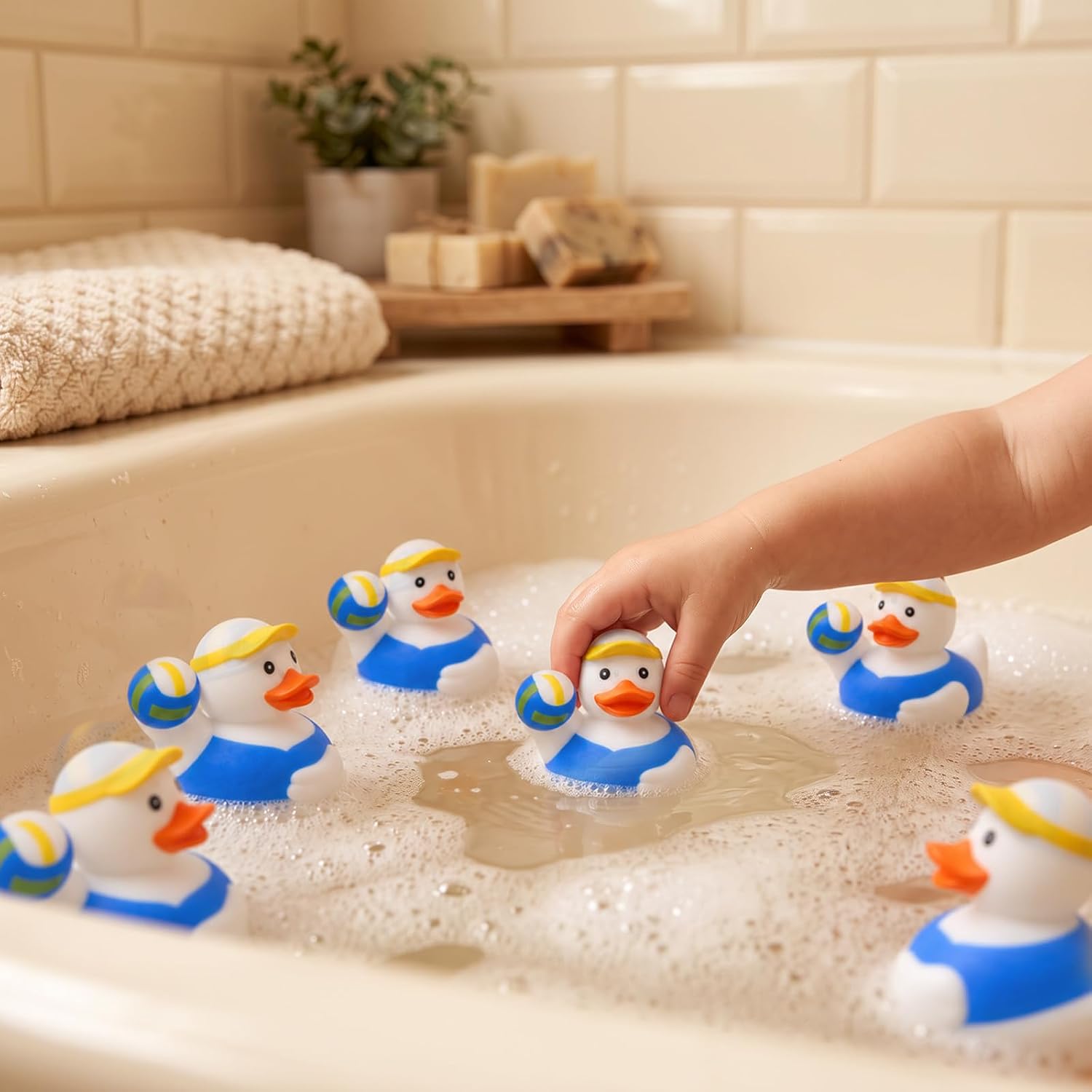 24 Pack 2" Volleyball Rubber Ducks Bulk Sports Party Favors