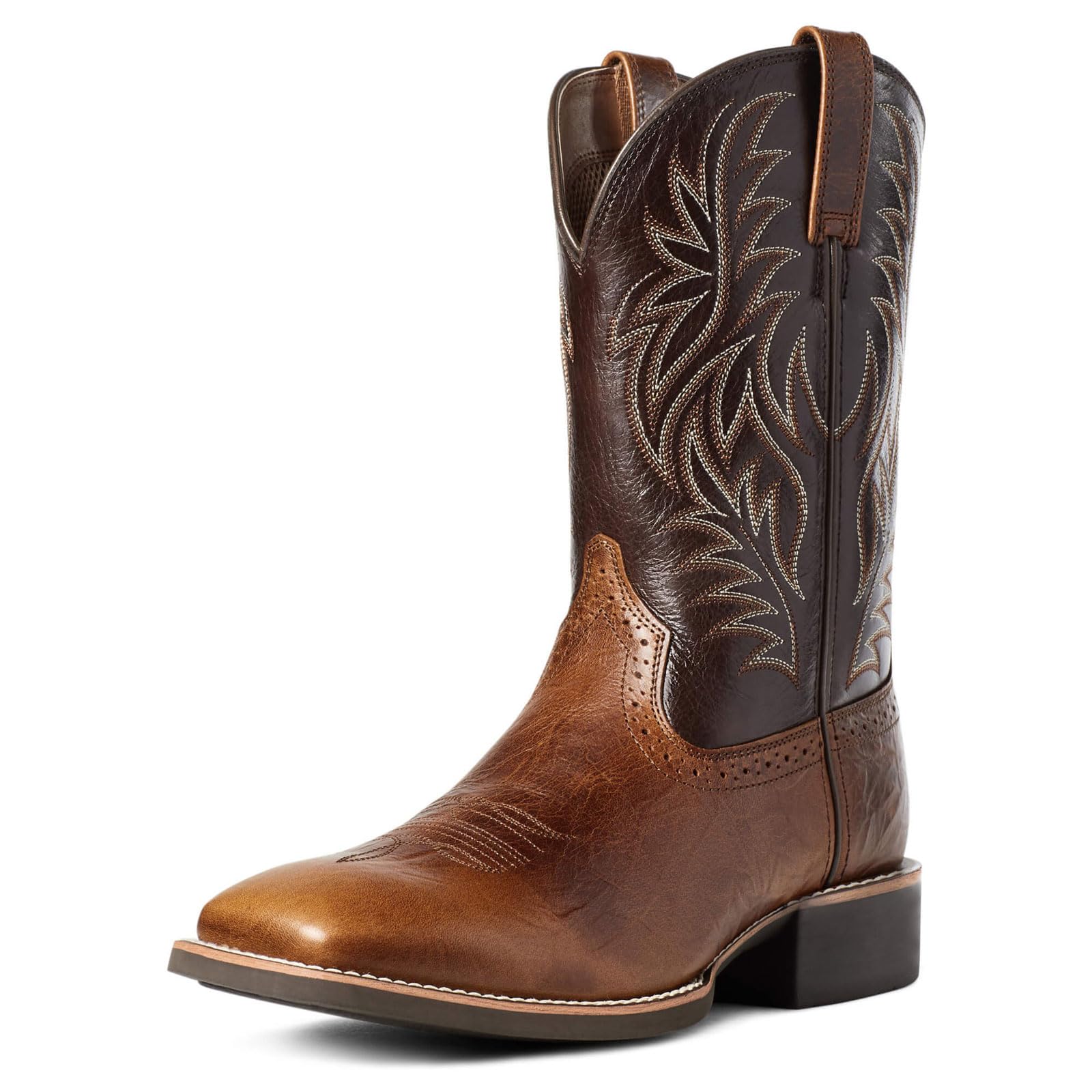 Stivali da Cowboy da Uomo, Classici Stivali Western da Uomo Ricamati, Stivali Slip-On con Punta Quadrata, Stivaletti Country con Tacco Spesso, Stivaletti Corti Resistenti