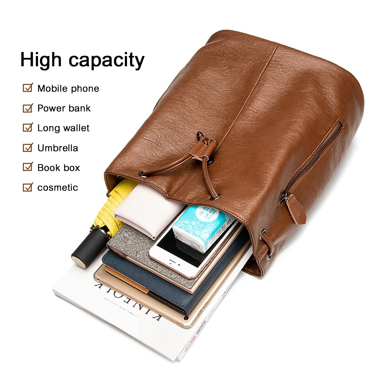 Femme Sacs portés dos Mode Cuir Imperméable Voyage L'école Loisir Sac a dos