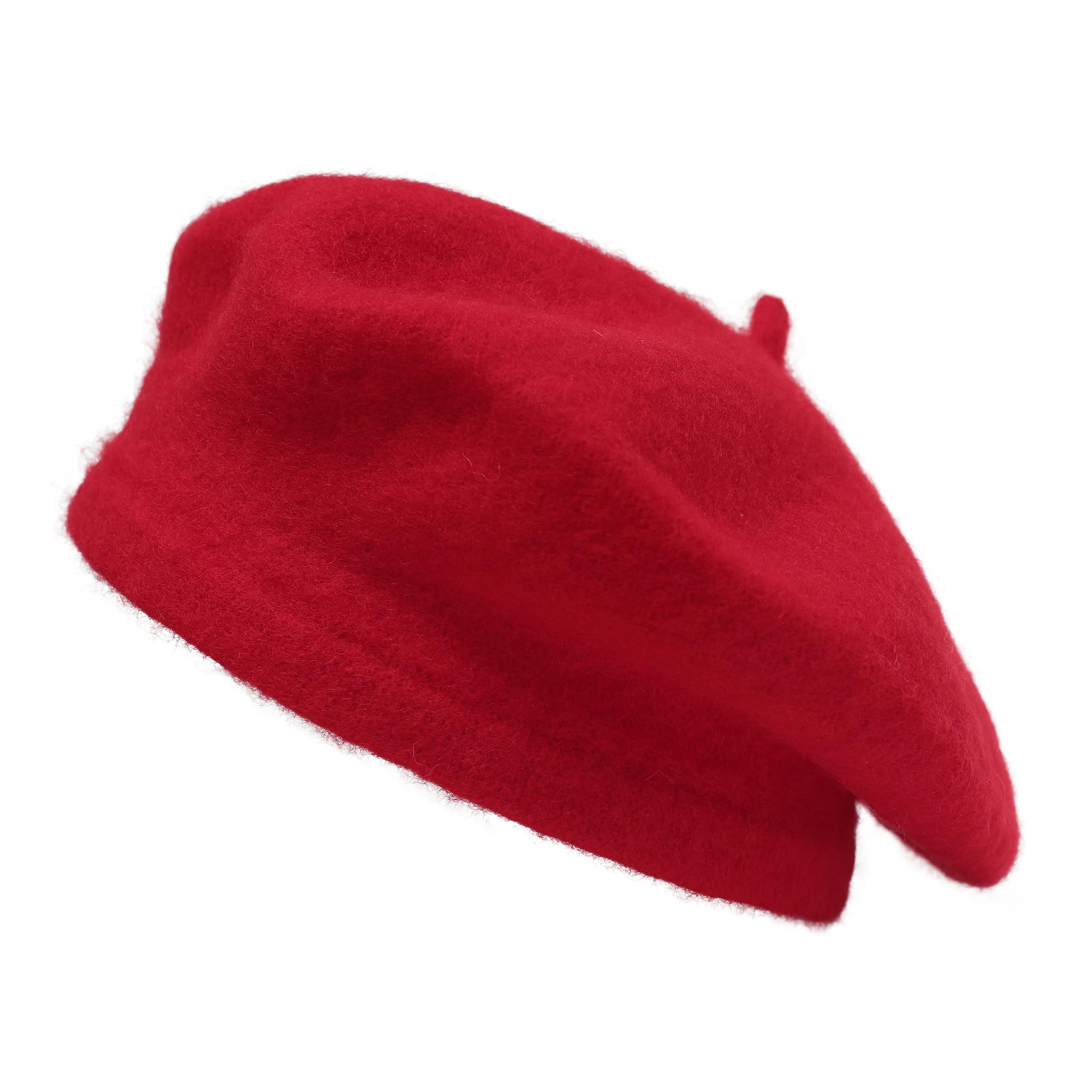 ZLYC Wool Kids Beret Hat Girls Solid Color Artist French Beret Cap(Traditional Red),One Size
