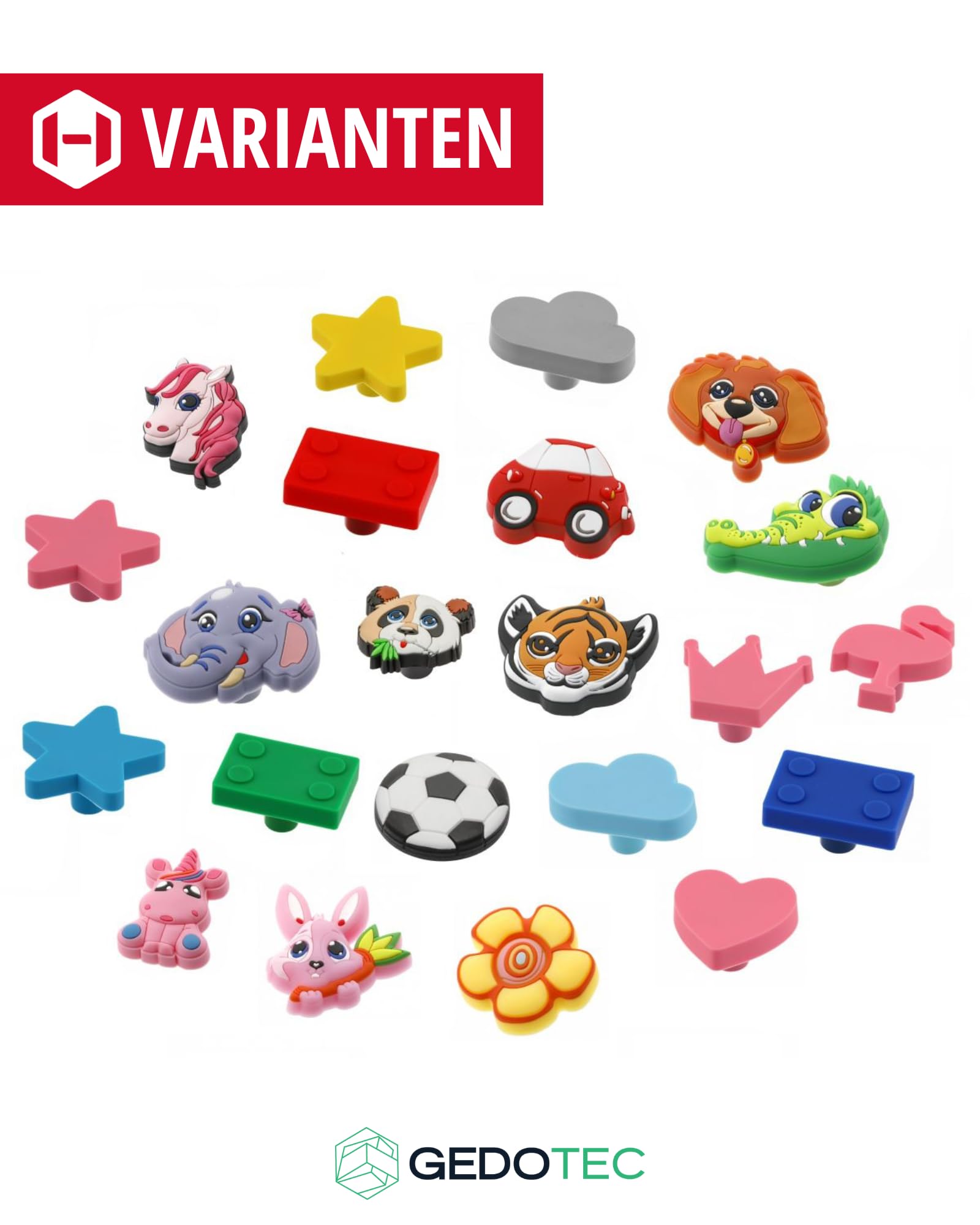 Gedotec Poignées de meubles en caoutchouc pour enfants | Voiture | 1 pièce - Poignées de meubles pour enfants | KID | Bouton de tiroir élastique - caoutchouc résistant à la salive | Bouton de meuble