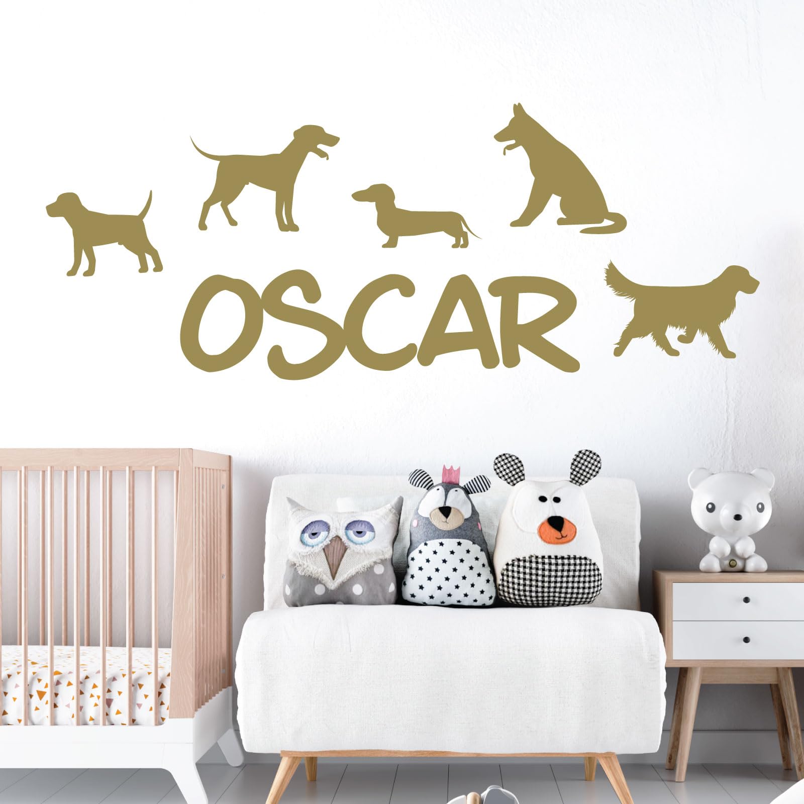 Dogs & Puppies - Pets Personalised Name Wall Art Sticker [Large] [Gold]