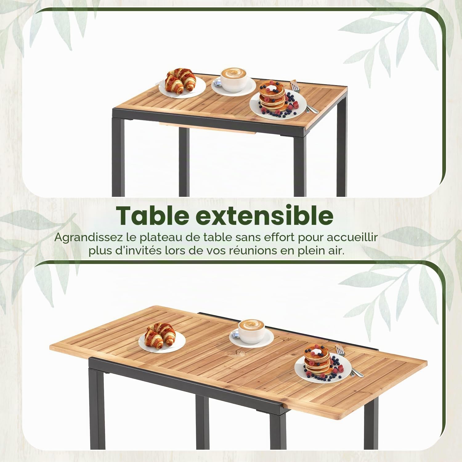 Table Extensible avec Trou Parasol 2-6 pers