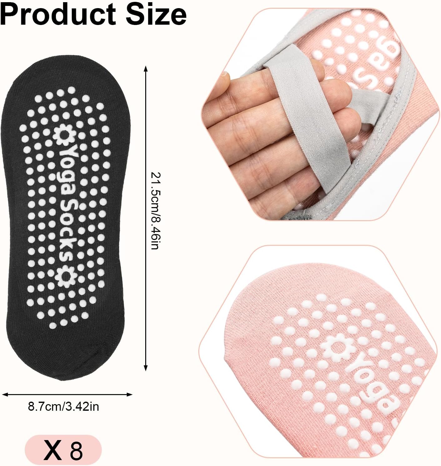 Calcetines doblados en tonalidades variadas sobre fondo blanco