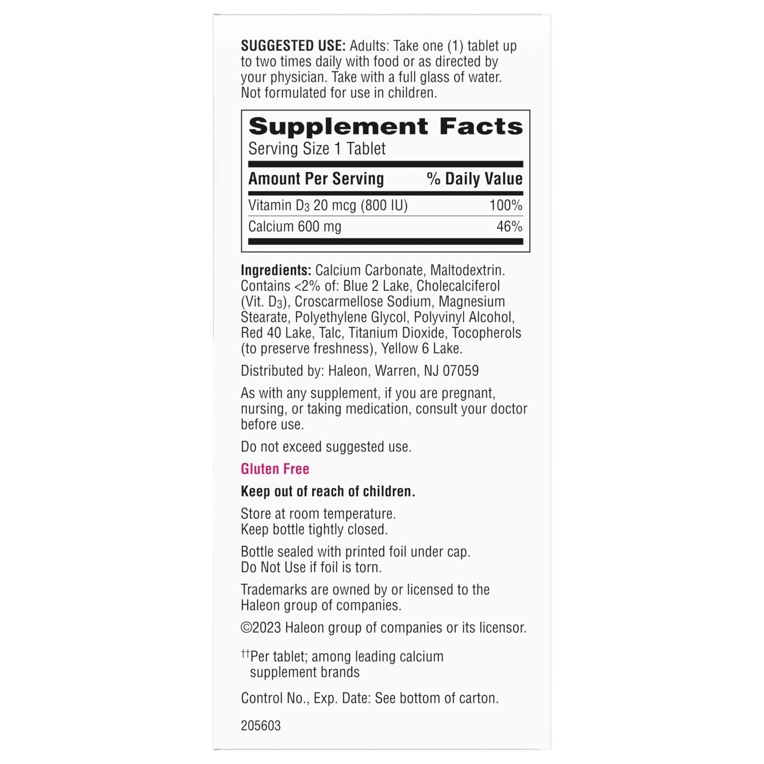 Caltrate 600 Plus D3 Vitamin D and Calcium Supplement Tablets, 60 Count — Amazon image 12