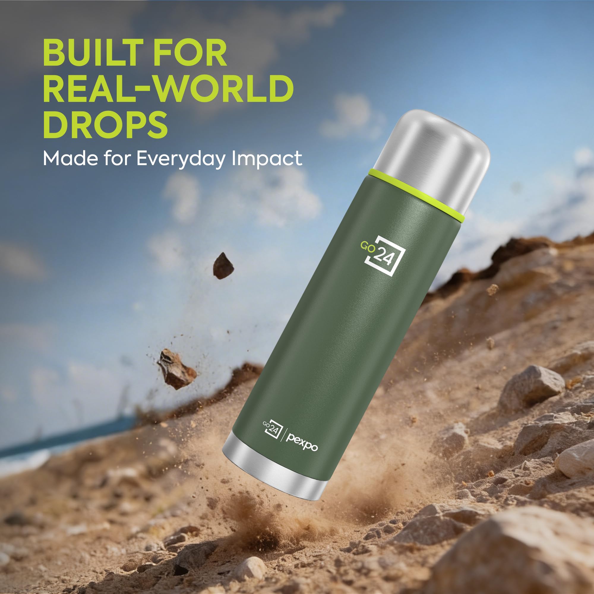 Flamingo Stainless Steel Water Bottle - Military Green -8