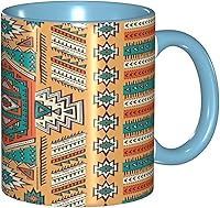 Vista 12 de Taza de té grande, taza única tribal, patrón de tribu secreta azteca india, bohemio, 11 onzas, regalos personalizados, naranja y verde azulado