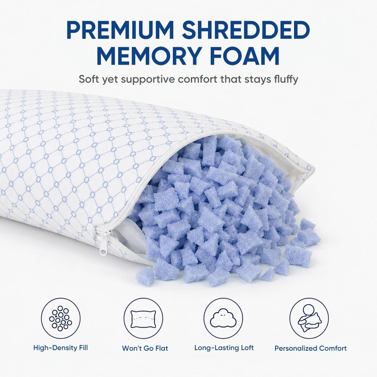 OAISZ Cooling Body Pillow 18x54, Long Memory Foam Bed Pillows for Sleeping, Full Body Pillow with Cooling Cover, Soft Yet Supportive Shredded Memory Foam for Side Back Stomach Sleepers
