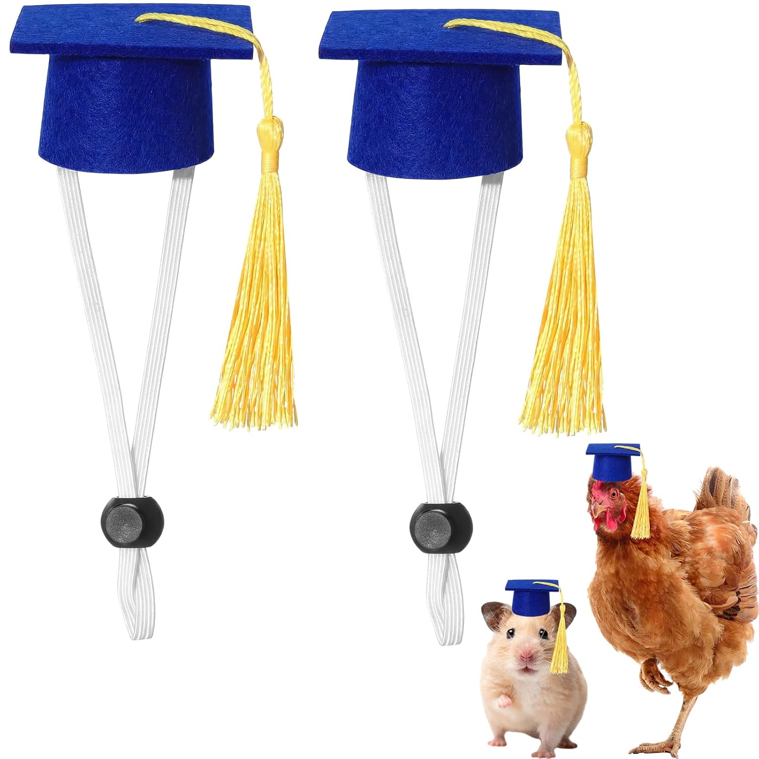 Eccliy 2 Pcs Pet Graduation Caps Mini Bachelor Hats with Tassel for Small Animal Guinea Pigs Hedgehog Bird Turtles Hamster Photo Props Graduation Festival Holiday Party...