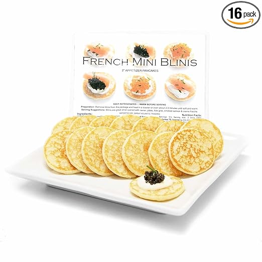 French Mini Blinis - Small Pancakes for Specialty Foods - 2 inch (pack of 16 (4.76 ounce))