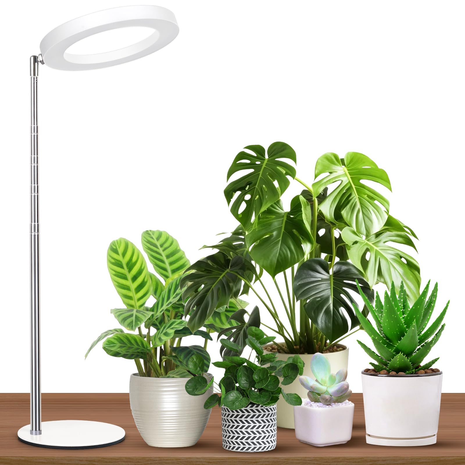 Luce per la coltivazione del computer, luci di coltivazione regolabili in altezza per piante da interno, spettro completo, 3 modalità di illuminazione, luce per coltivazione aureola con