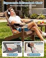 Vista 5 de YEFU Silla Adirondack Resistente a la Intemperie: Sillas Adirondack de Plástico HIPS para Exterior - Sillas de Patio con Portavasos y Textura