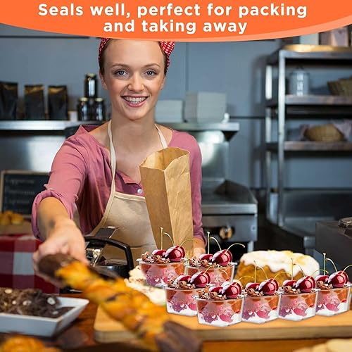 Miniatura 6 de Tanlade Paquete de 100 Vasos de Postre Transparentes de 8oz con Tapas y Sporks Vasos Cuadrados de Plástico Desechables Parfait para Budín de Plátano