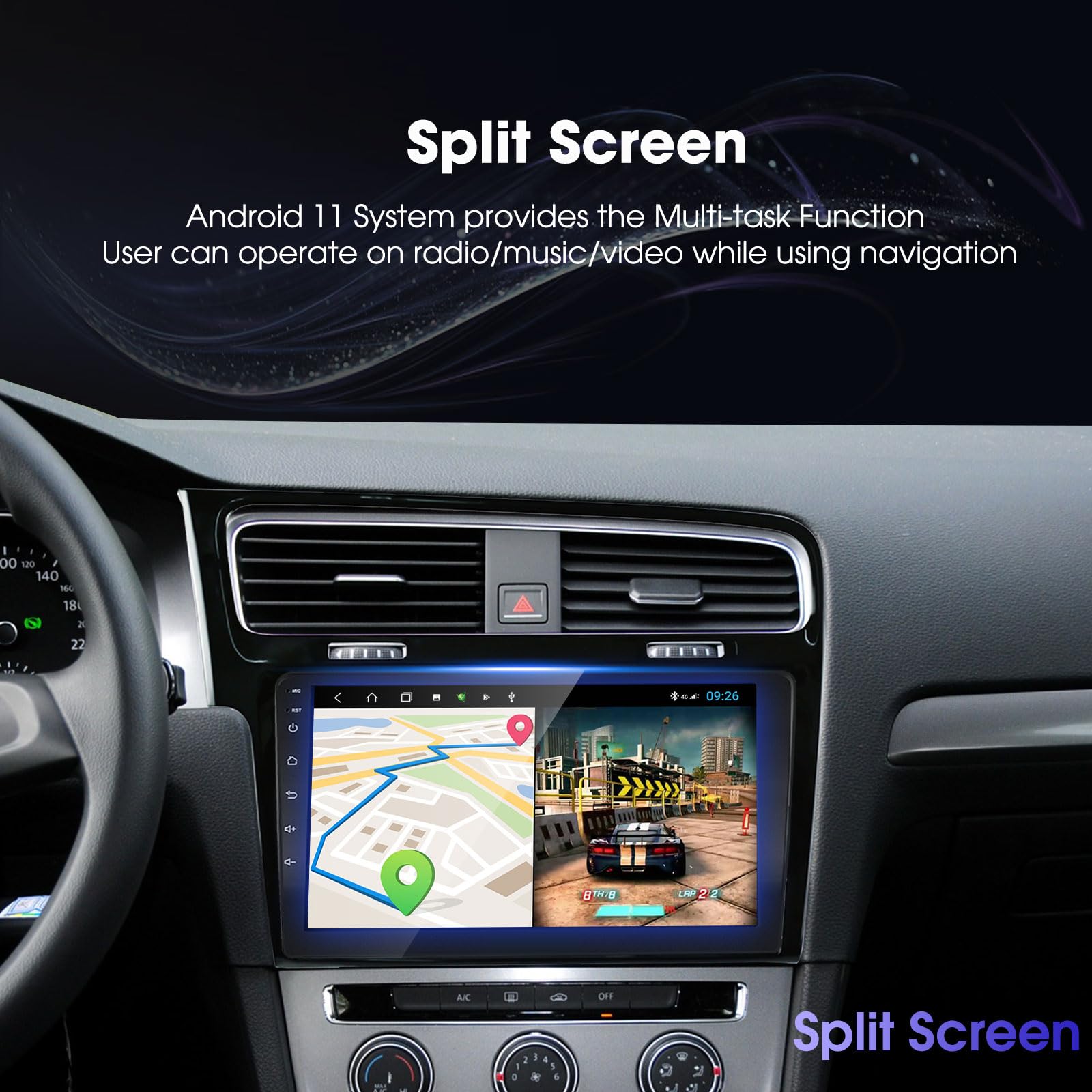 LEXXSON Android Auto Carplay Autoradio per VW Golf 7 MK7 Golf VII 2012-2020, Touch Screen da 10.1 pollici Radio GPS Bluetooth EQ Impostazione Wifi Controllo del Volante Mirrorlink Canbus 2+32G