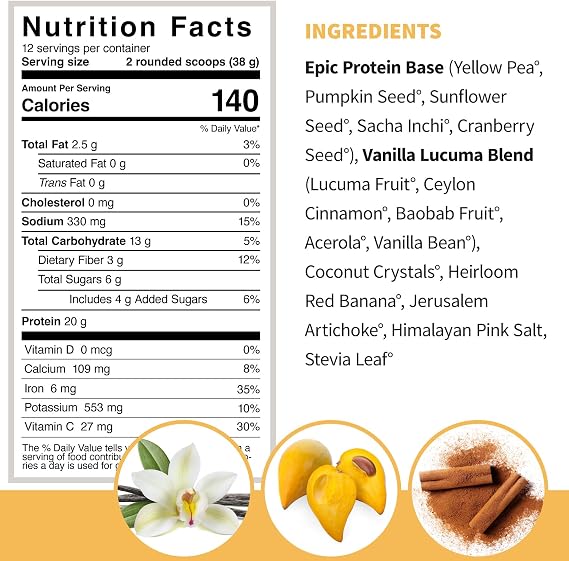Sprout Living, Epic Protein Original + Vanilla Lucuma, 1 lb