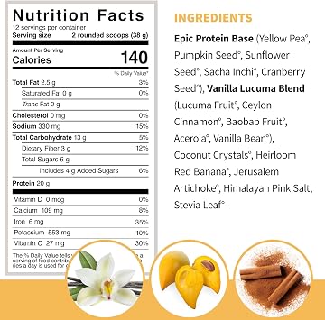 Sprout Living, Epic Protein Original + Vanilla Lucuma, 1 lb