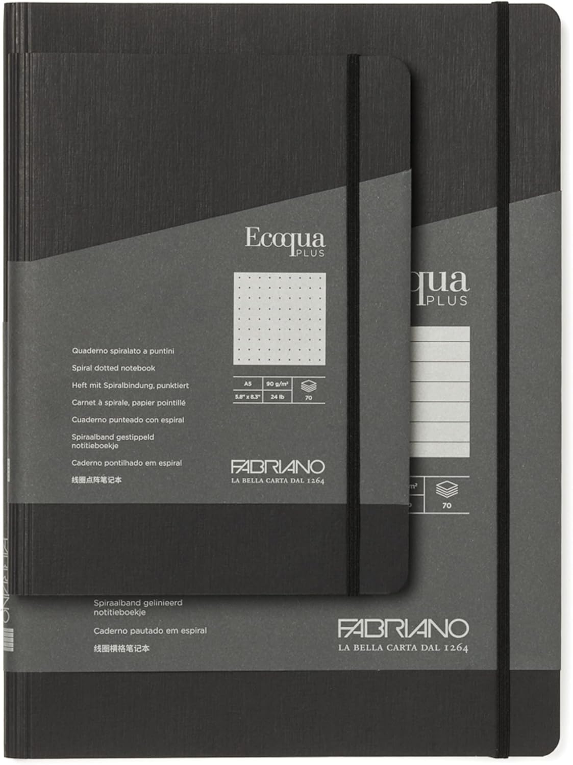 Fabriano Ecoqua Plus Hidden Spiral-Bound Notebook, 8.3" x 11.7", A4, Lined, Red