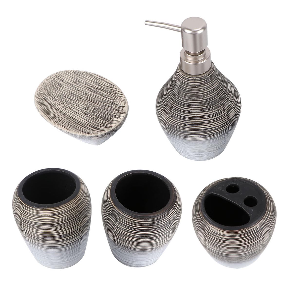 Conjunto de 5 Piezas de Accesorios de Baño de Cerámica Ligera Soporte para Cepillo de Dientes y Taza para Hacer Gárgaras Adecuado para Baño y Viaje