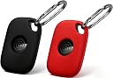 Geiomoo Silicone Case for Tile Pro (2024) Tracker, Soft Flexible Scratch Resistant Protective Cover with Carabiner (Black+Red) gallery image
