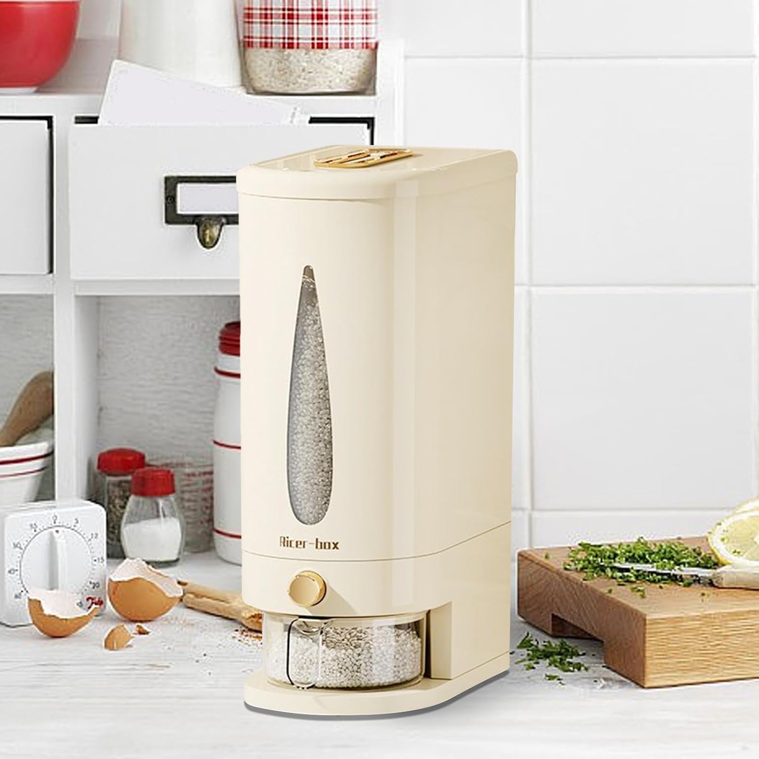 Rice Dispenser - Cereal Storage Bucket | Airtight Kitchen Pantry Container For Rice Soybean Corn Grain Dry Food Organization Easy Pour Household Food Storage Durable Practical Container For Daily Use