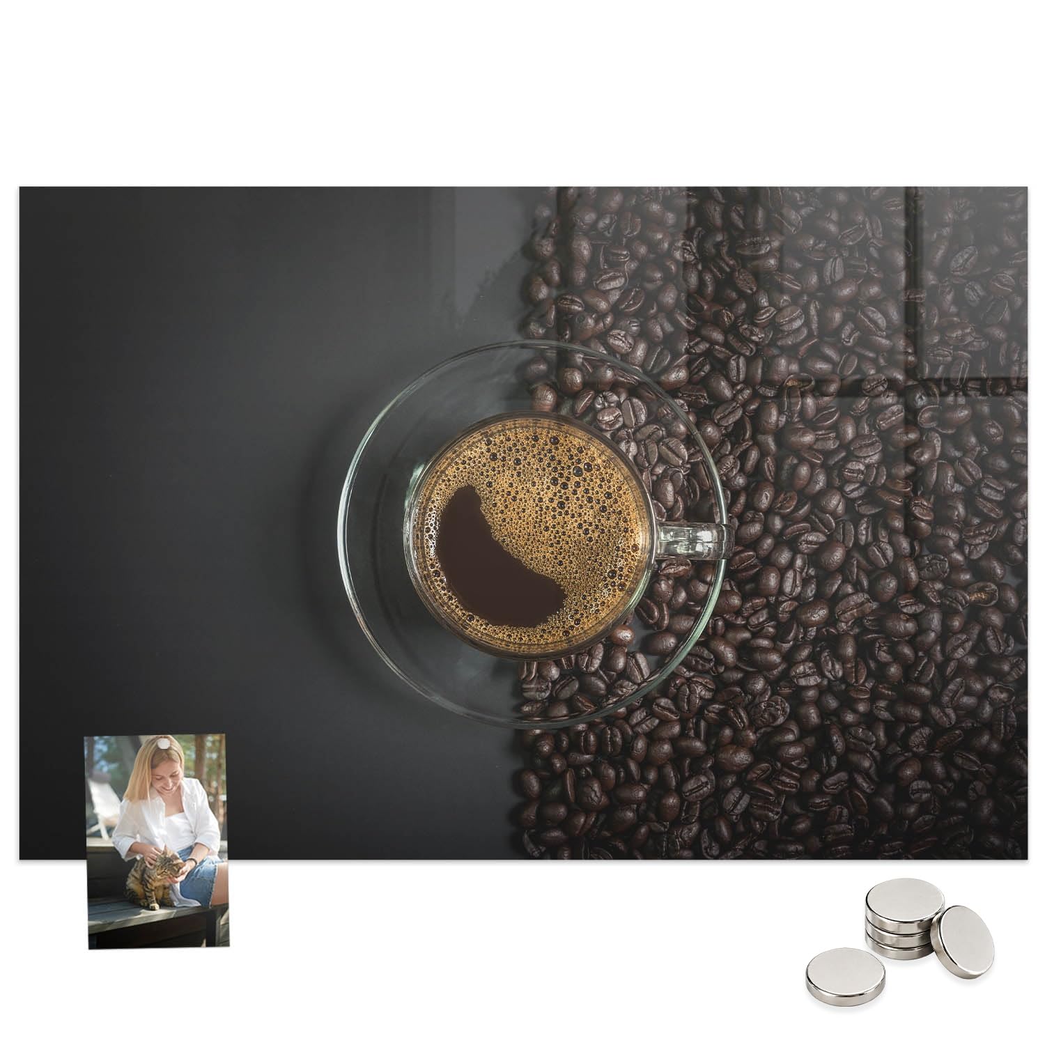 Menú y Pizarra Magnética para Restaurantes y Cafeterías 90x60 Taza de café | Tablero Imantado | Cristal Templado | Mural de Pared | Placa de Acero | Cartelera Informativa | Organizador de Tareas