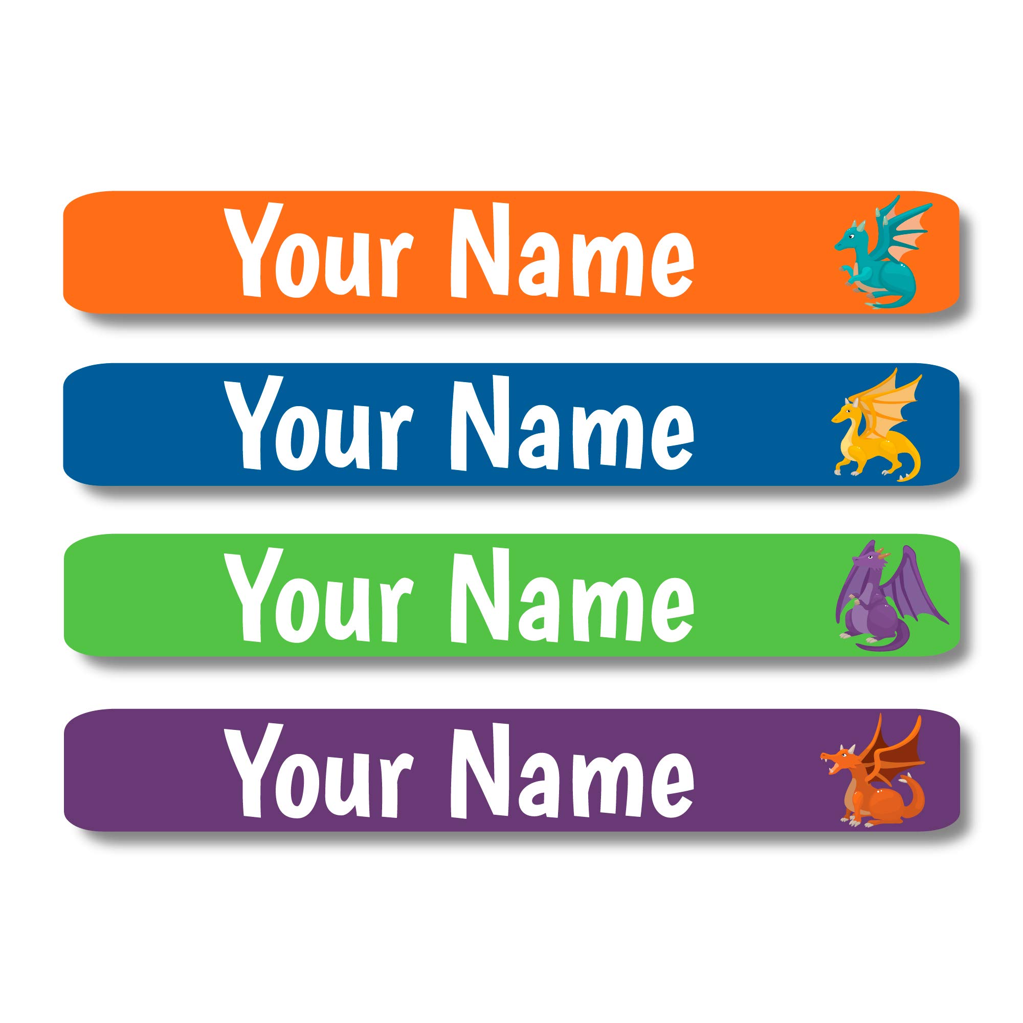 Lovable Labels Personalized Labels for Kids (120 Labels) - Waterproof Dishwasher Safe Peel and Stick Labels are Great for School Supplies Daycare Camp Bottles (Dragons Den)