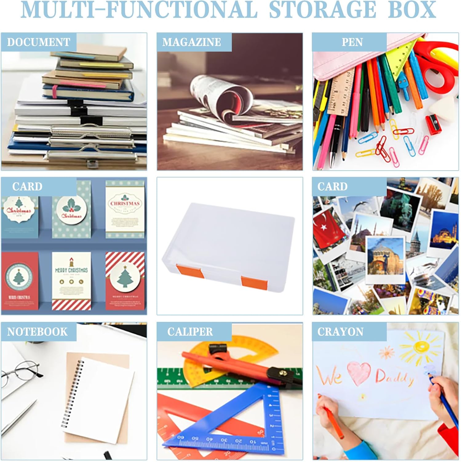 12 Pcs Clear A4 A5 File Box Document Plastic Storage Box with 48 Labels File Holder Organizer Paper Plastic Case Magazine Protector with Buckle Office School Supplies - Image 5