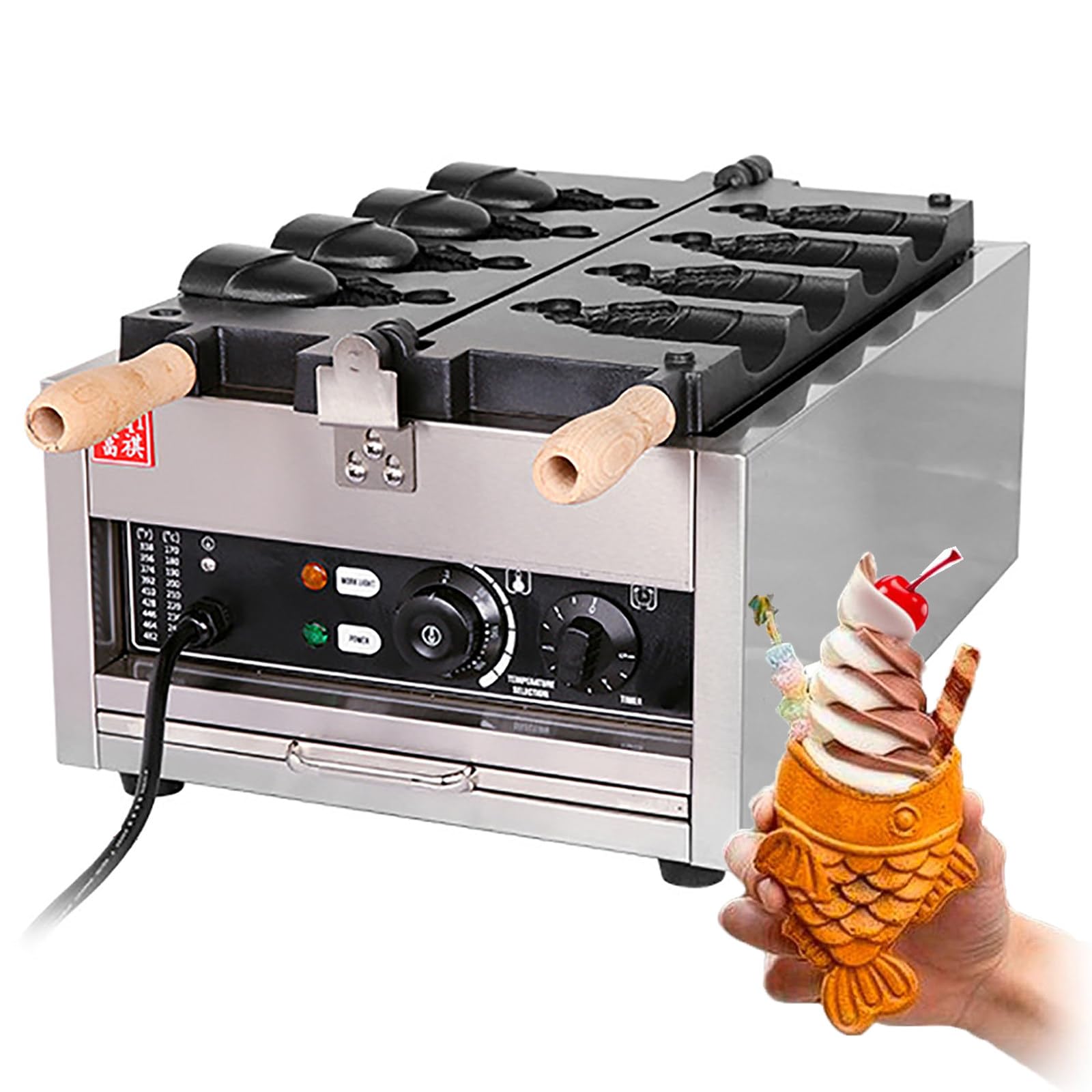 YXYLJOZ Commercial Taiyaki Waffle Maker - Non-Stick Stainless Steel Fish-Shaped Waffle Iron for Restaurants, Cafes, Snack Shops & Food Stalls - Perfect for Delicious Desserts! (Style2)