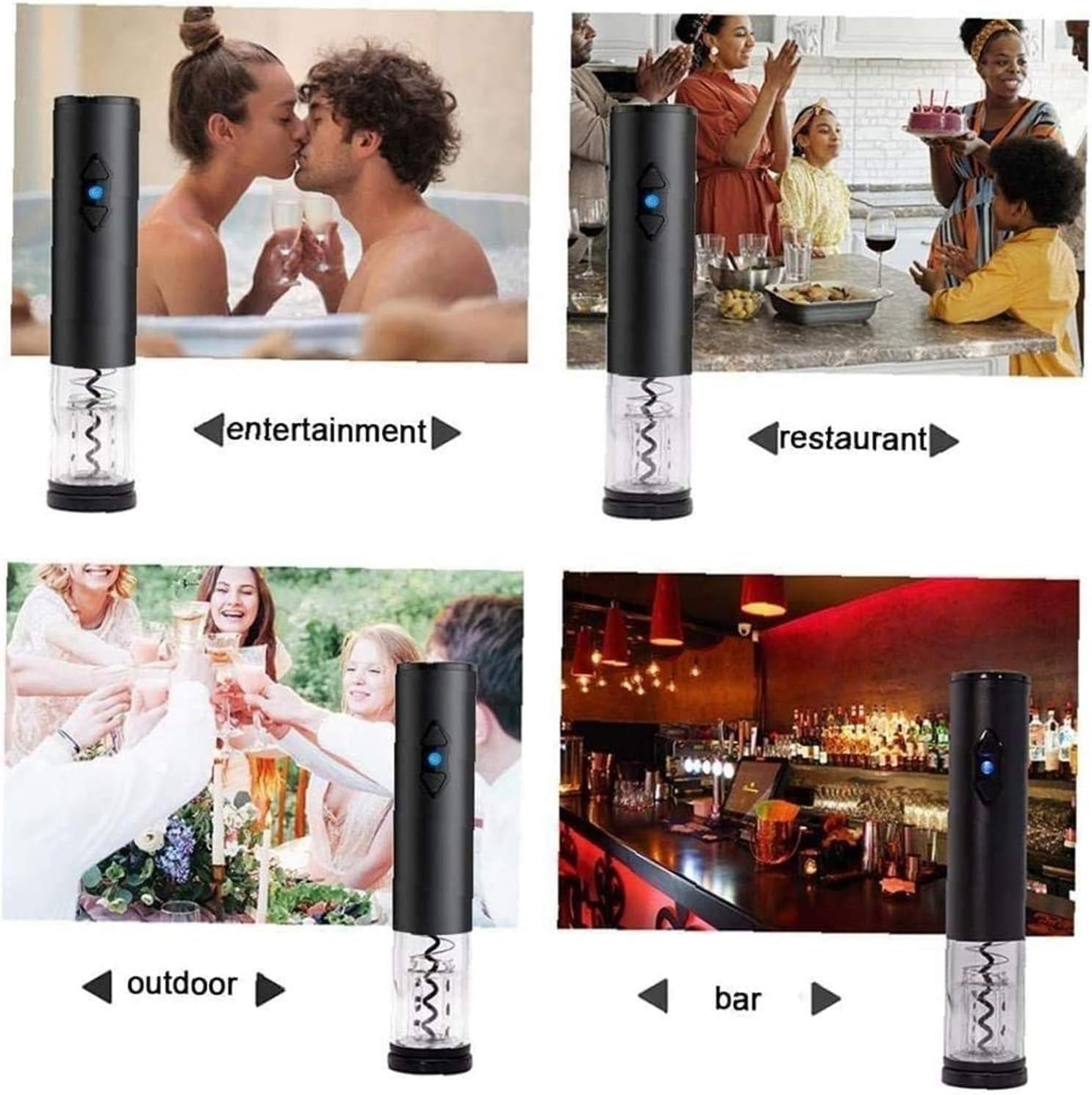 Cordless Automatic Wine Opener - Electric Wireless Bottle Battery-Operated Corkscrew With Foil Cutter