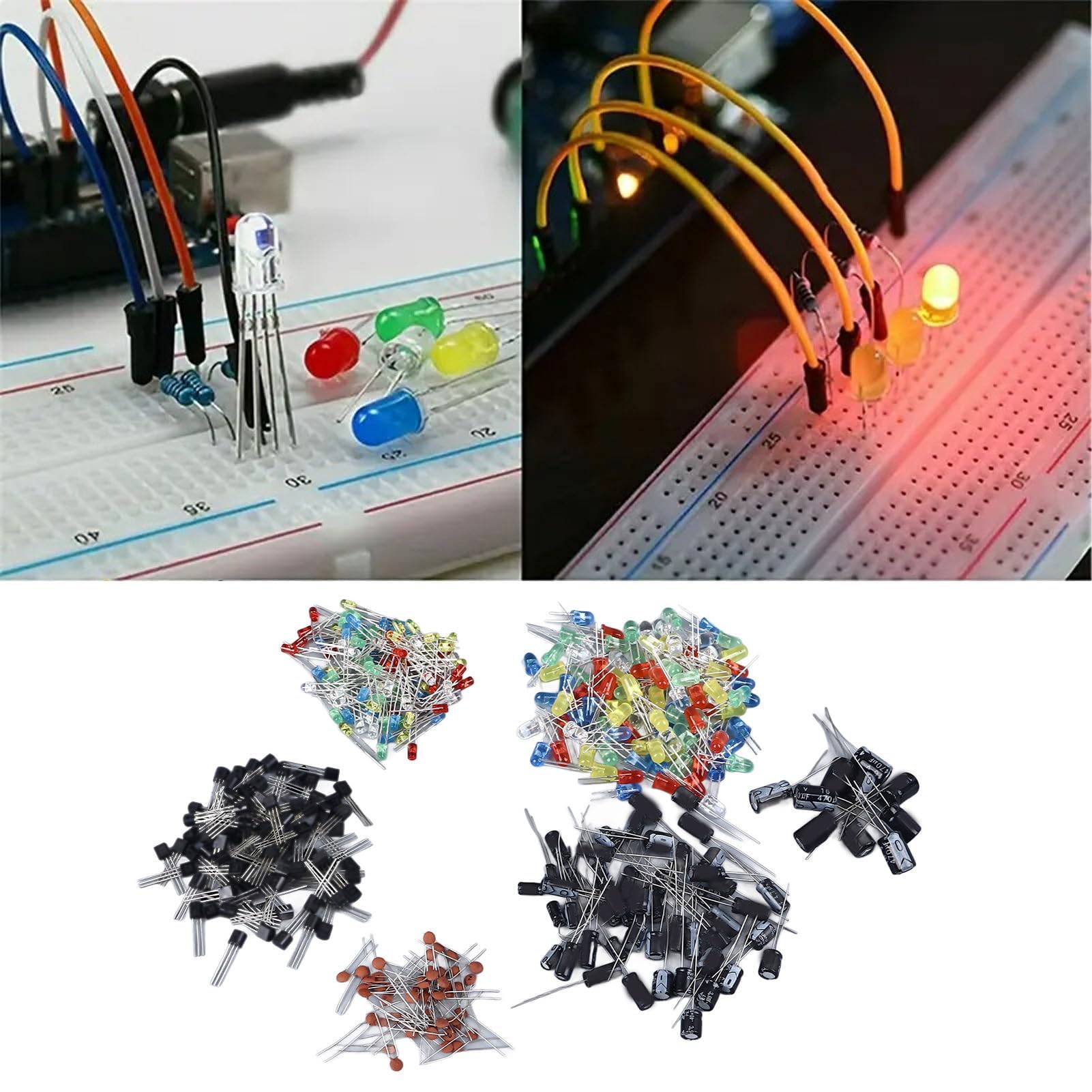 1500 szt. Części Elektroniczne Rezystory Kondensatory Diody LED Zestaw Asortymentowy Komponentów Elektronicznych do zastosowań Elektronicznych, SPACNANAS0WUZ1MVIF