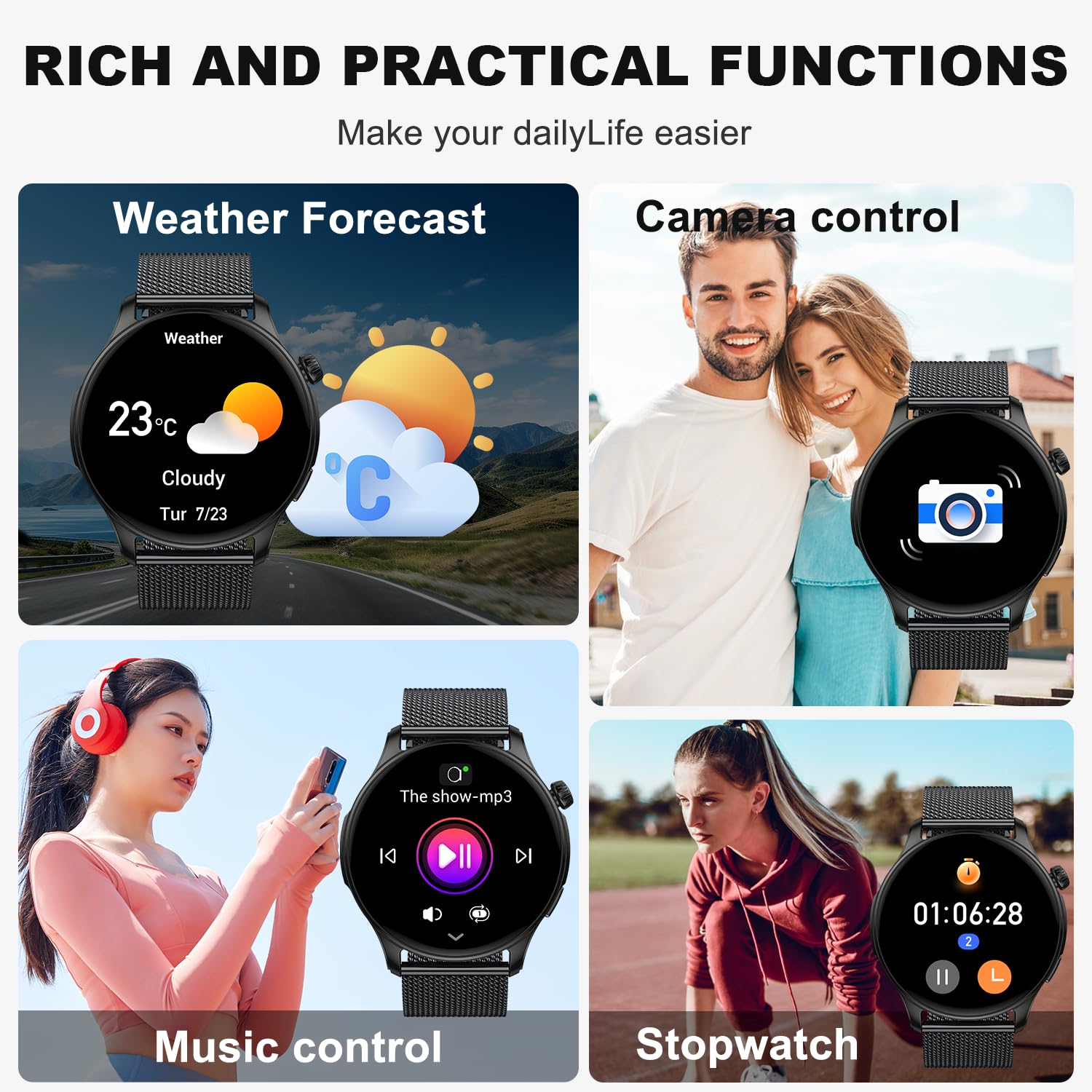 Smart Watch for Men Women Fitness: Make Answer Call Running Digital Mens Watches Waterproof Smartwatch Android Phone iPhone Samsung Compatible Step Pedometer Tracker Heart Rate Sleep SpO2 Monitor