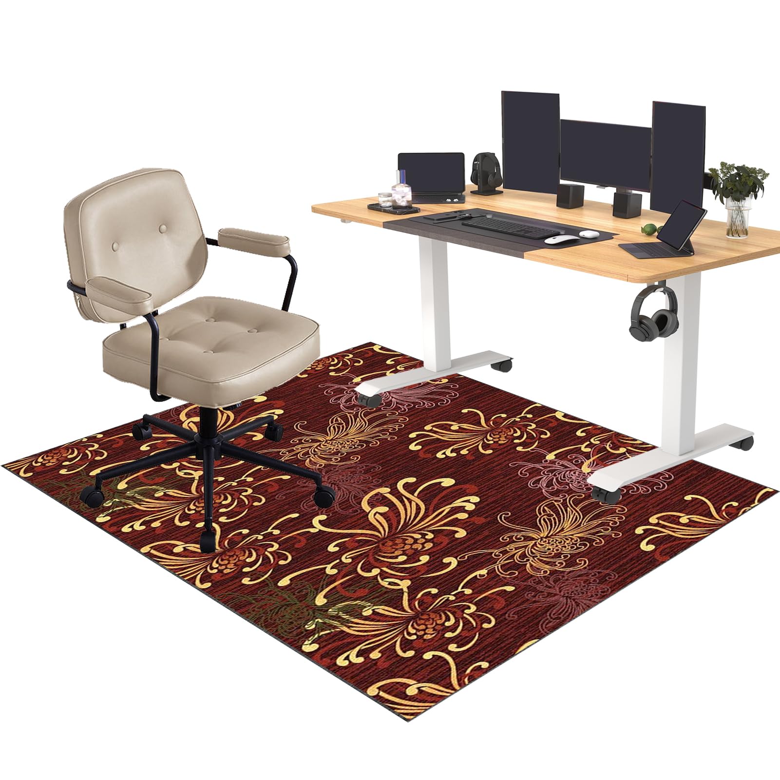 CCTSA 70 x 100 cm Office Chair Mat for Carpeted and Hardwood Floor, Gaming Chair Mat, Carpet Protector Chair Mat Non-Slip, Multi-Purpose Computer Desk Chair Mat Large, Floor Protector Mat for Carpet