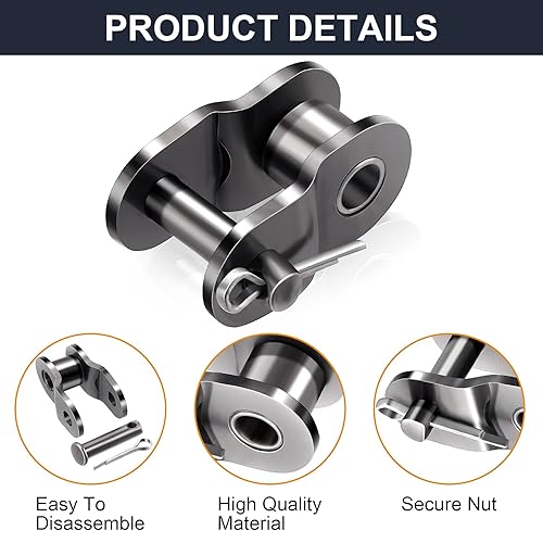 Miniatura 4 de OIIKI Enlace de desplazamiento de cadena de rodillos 40 paquete de 8