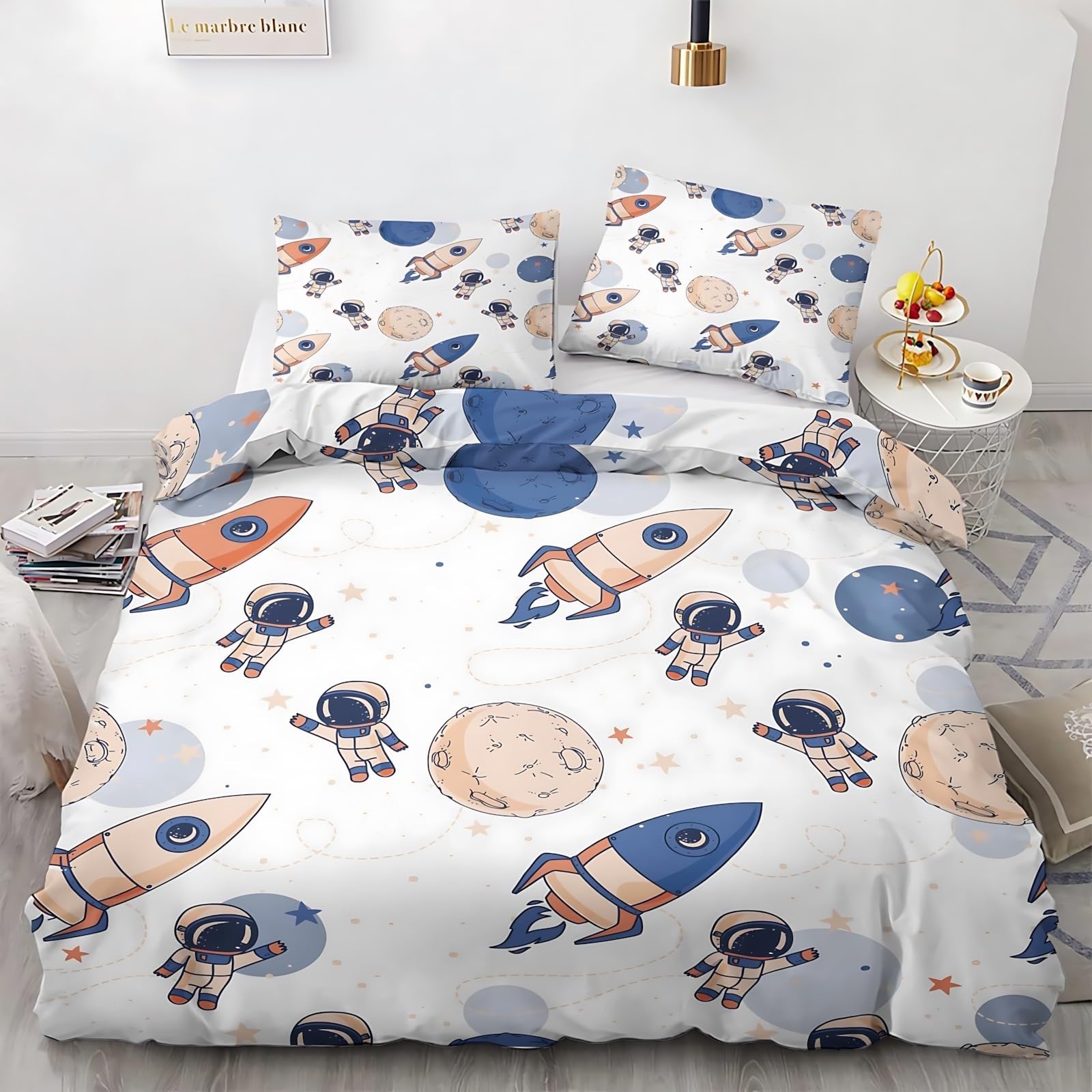 Fermeture éclair pratique sur cette housse de couette 220x240 fusée finie la couette qui glisse