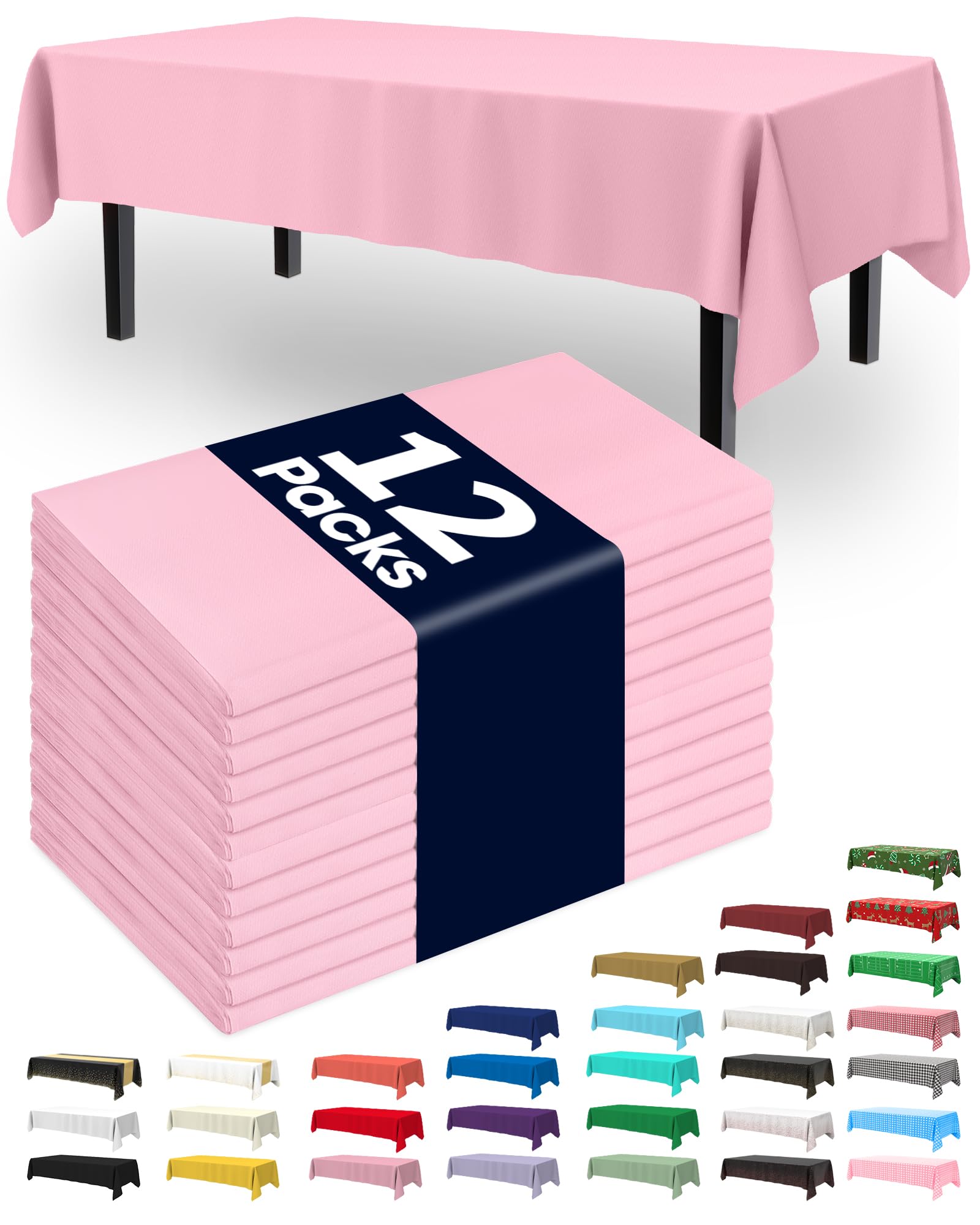 Pureegg Plastic Table Cloth Disposable 12 Pack - tablecloths | Mubboo