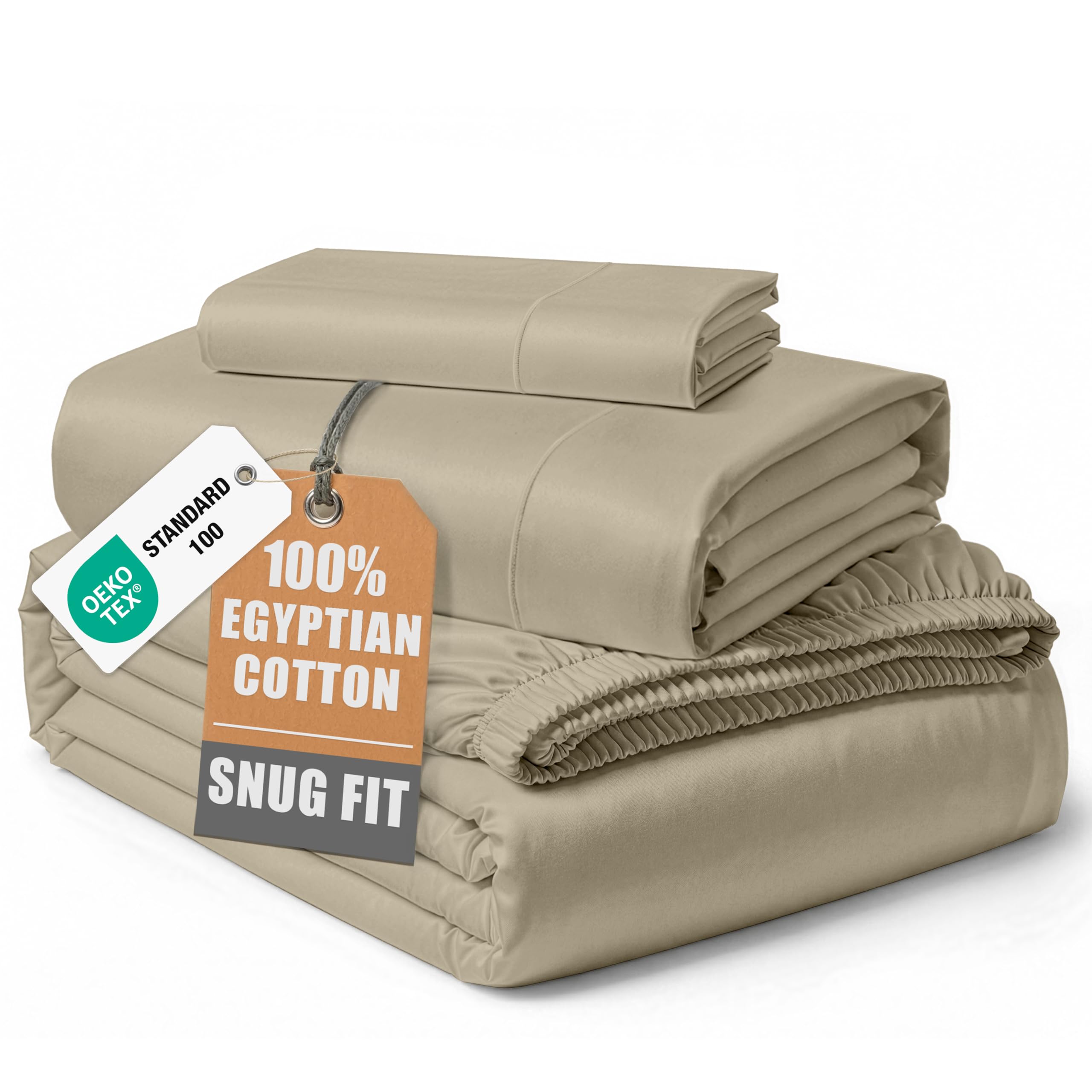 LANE LINEN Twin XL Sheet Sets 100% Egyptian Cotton Sateen - Linen