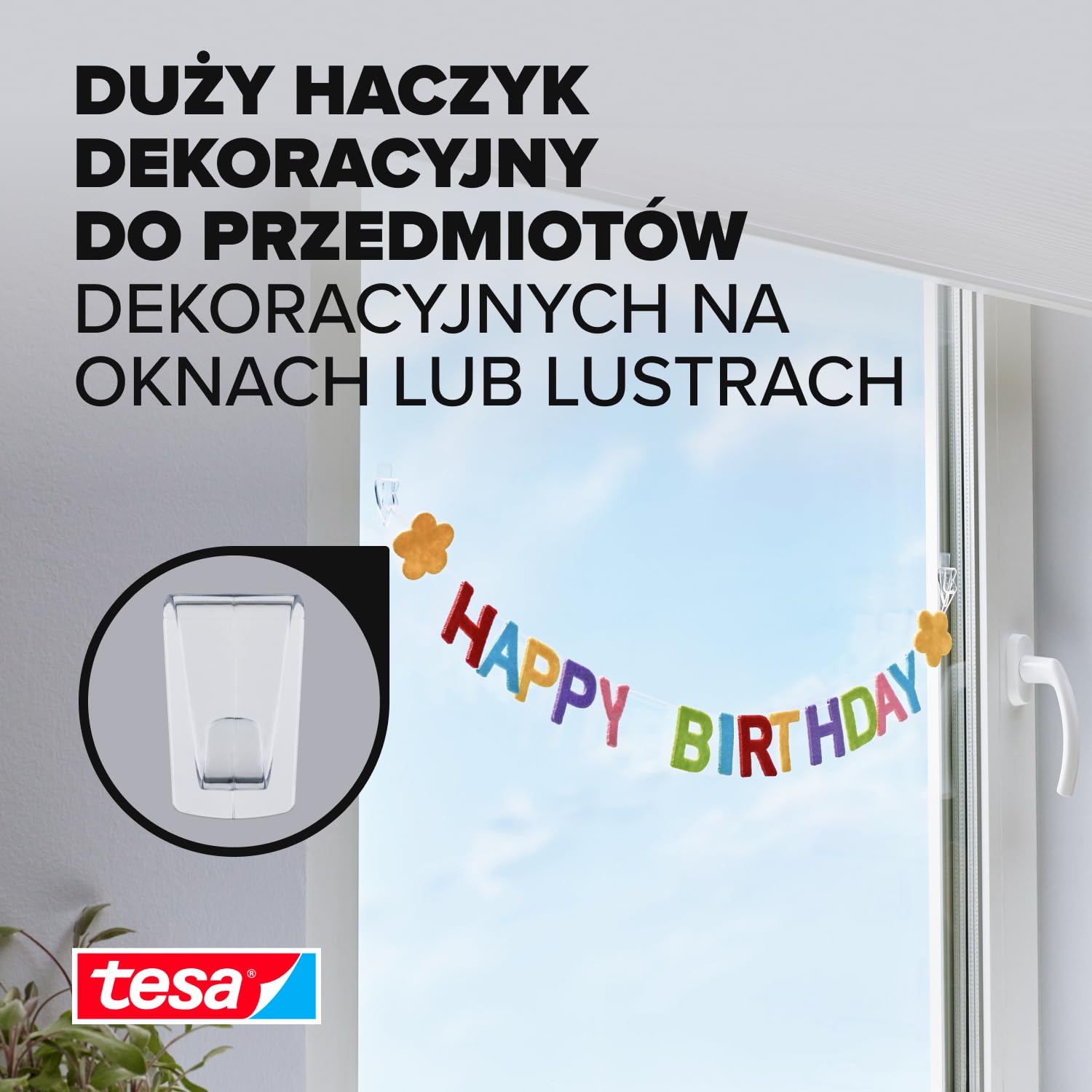 Tesa Haczyki Samoprzylepne, do 1 kg mocy na haczyk, 2 sztuki, Przezroczysty