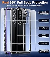 Vista 5 de Temdan - Funda diseñada para Samsung Galaxy S24, impermeable con lente y protector de pantalla incorporados