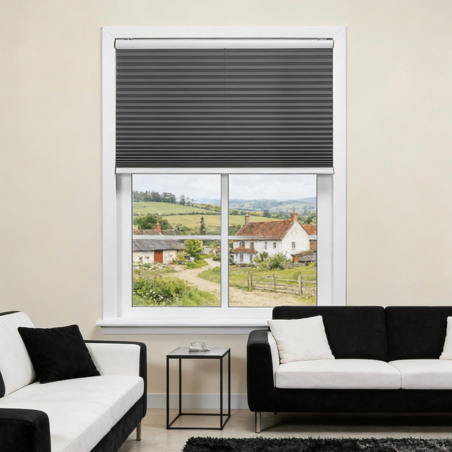 Store plissé 60x230 cm gris pour fenêtre et porte de terrasse