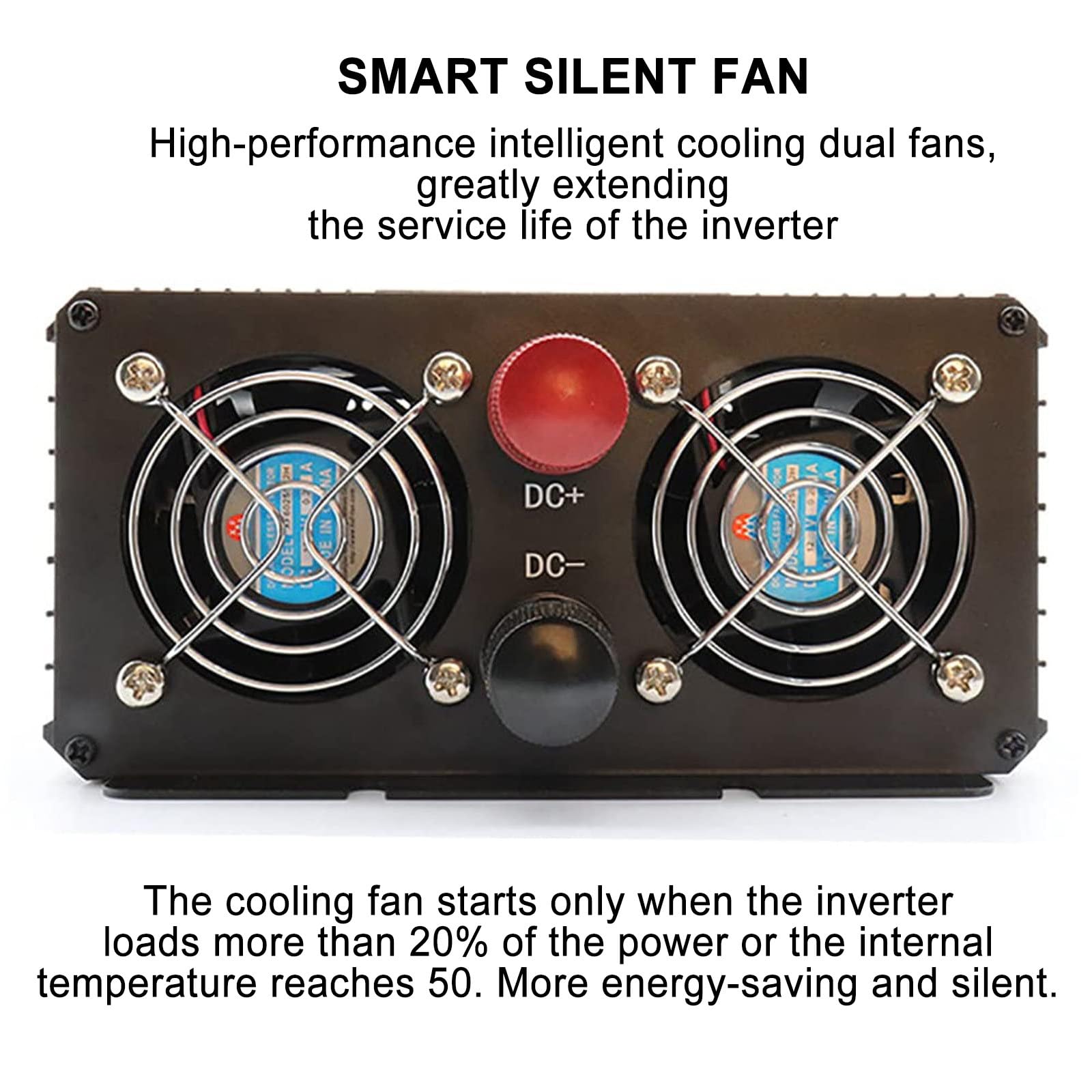Inverter A Onda Sinusoidale Pura 12V/24V/48V/60V, Inverter di Potenza, Sovratensione 4Kw/5Kw, 2 Prese Ca, Alta Efficienza Fino al 90%, con Protezione da Cortocircuito,5000W-24Vto220V