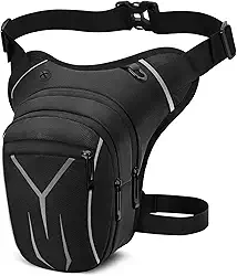 HUANLANG Bolsa de perna tática com alça de perna à prova d'água, para atividades ao ar livre, motocicleta, para caminhadas, escaladas, ciclismo, Preto, One Size, Bolsa de quadril com alça de perna