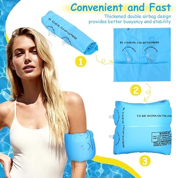 HANABASS Swimming Ring Wing Float Inflatable Hand Flippers for Swimming Flotation Buoy Armband Plugs Lap Tube Pool Fins Handles Waterslide Swimming Accessory Swim Equipment Blue