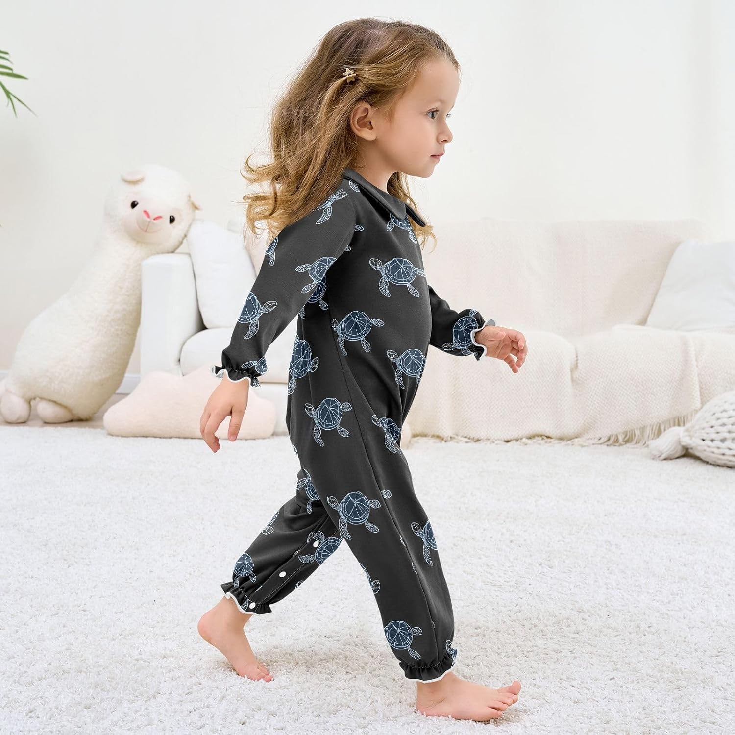 vvfelixl Baby Sleepers Blue Black Turtles Long Sleeve Onesie Girl Baby Clothes for Girl Play One-piece for 0-3 months