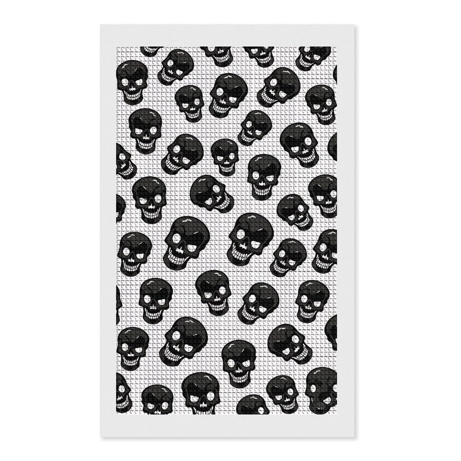 FodPand Skull 5D Diamond Painting Kits for Adults Beginners Full Drill Square Diamond Dots Pictures Gem Art Supplies for Home Wall Room Decoration DIY Craft Set Gift 12x20