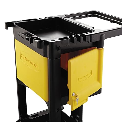 Miniatura 2 de Rubbermaid 6181 Armario de bloqueo amarillo para carro 6173, construcción de polipropileno de alta densidad, sin absorción de humedad, puertas