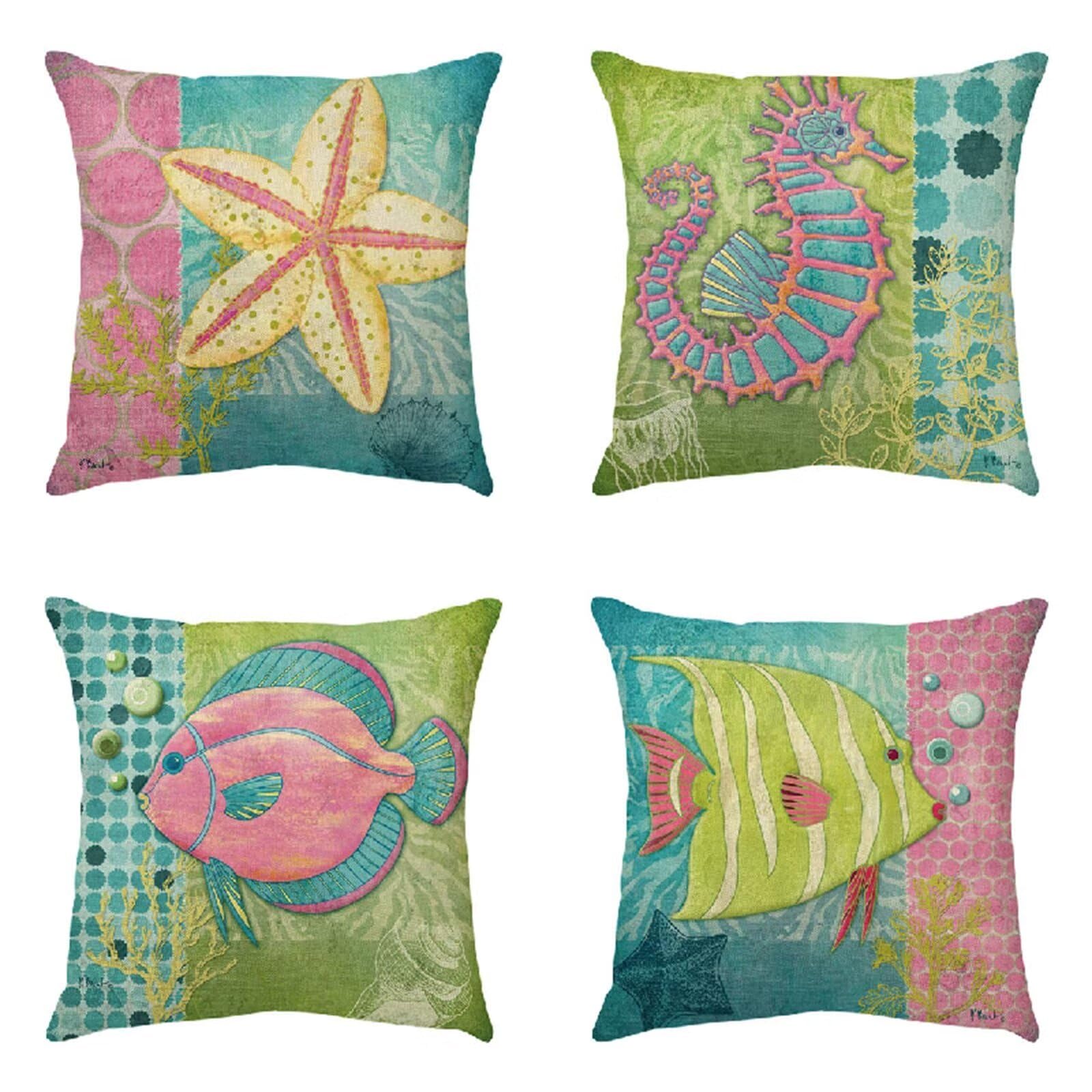 Set di 4 Federe Cuscini Divano 65x65 cm Cuscini per Divano Carino Copricuscini Arredo Case Divano in Lino Quadrati Decorativi Copri Cuscini per Divano Soggiorno Giardino Sedia Letto Animale M 151