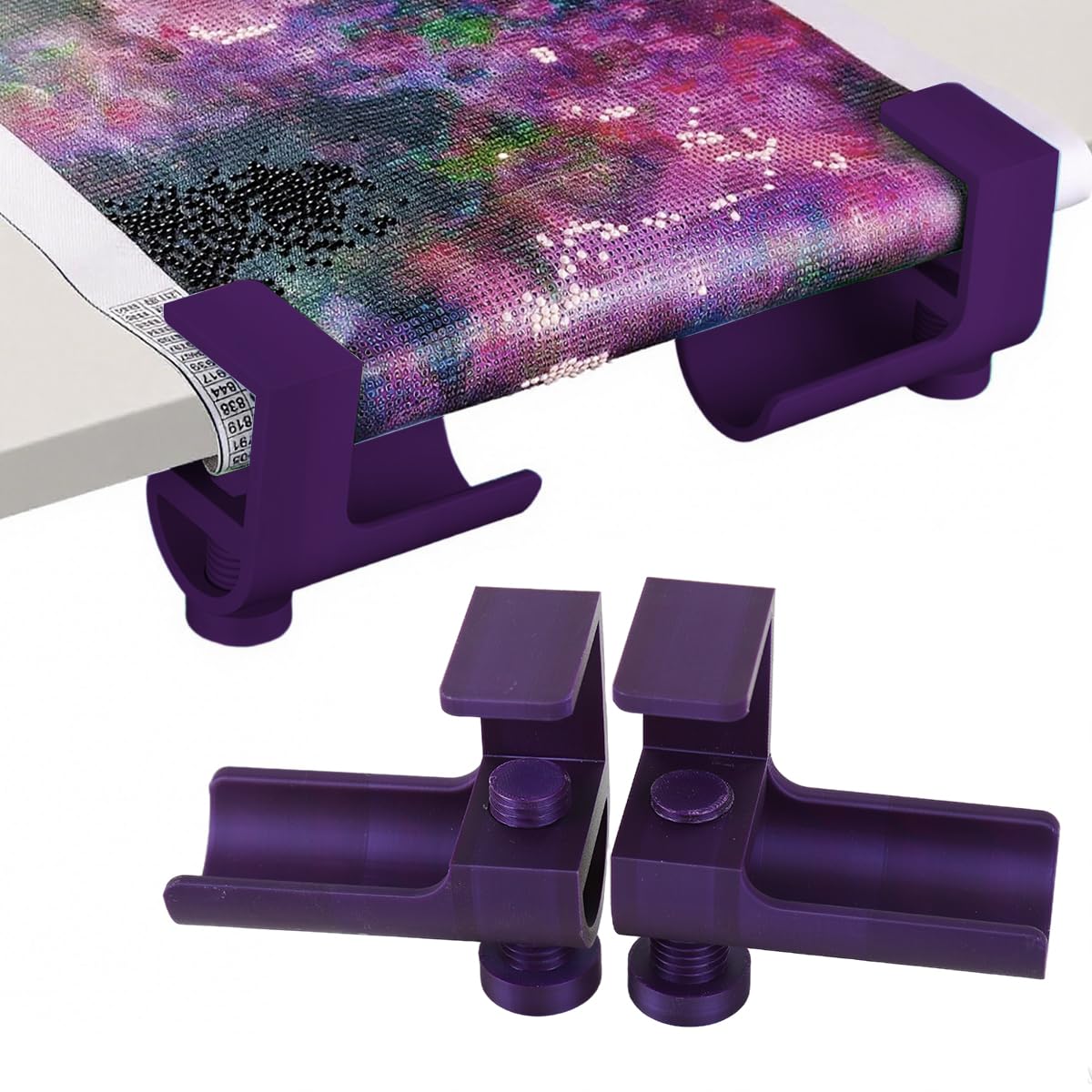 HASTHIP®Desk Mounted Diamond Painting Canvas Holder Kit, Adjustable Desk Mounted Art Canvas Grips Anti-Crease Retainers for Tidy and Flat Unfolding