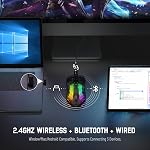 Wireless Gaming Mouse PC Transparent Shell Computer Mice with Tri-Mode BT5.0/2.4G/USB-C,3D RGB Lighting,Ergonomic 7 Buttons Programmable,Rechargeable Mute Mouse for PC Laptop Tablet PS4 PS5 Xbox one