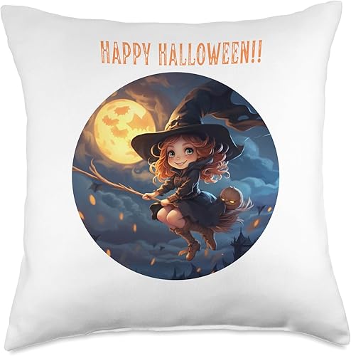 Miniatura 1 de Bonita almohada de bruja de Halloween, 18 x 18 pulgadas, multicolor