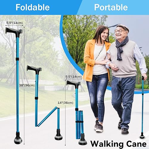 Miniatura 7 de Walking Cane for Seniors Cool Canes for Women Men, Adjustable, Foldable, Collapsible Walking Canes with Storage Bag All Terrain Retractable Walking